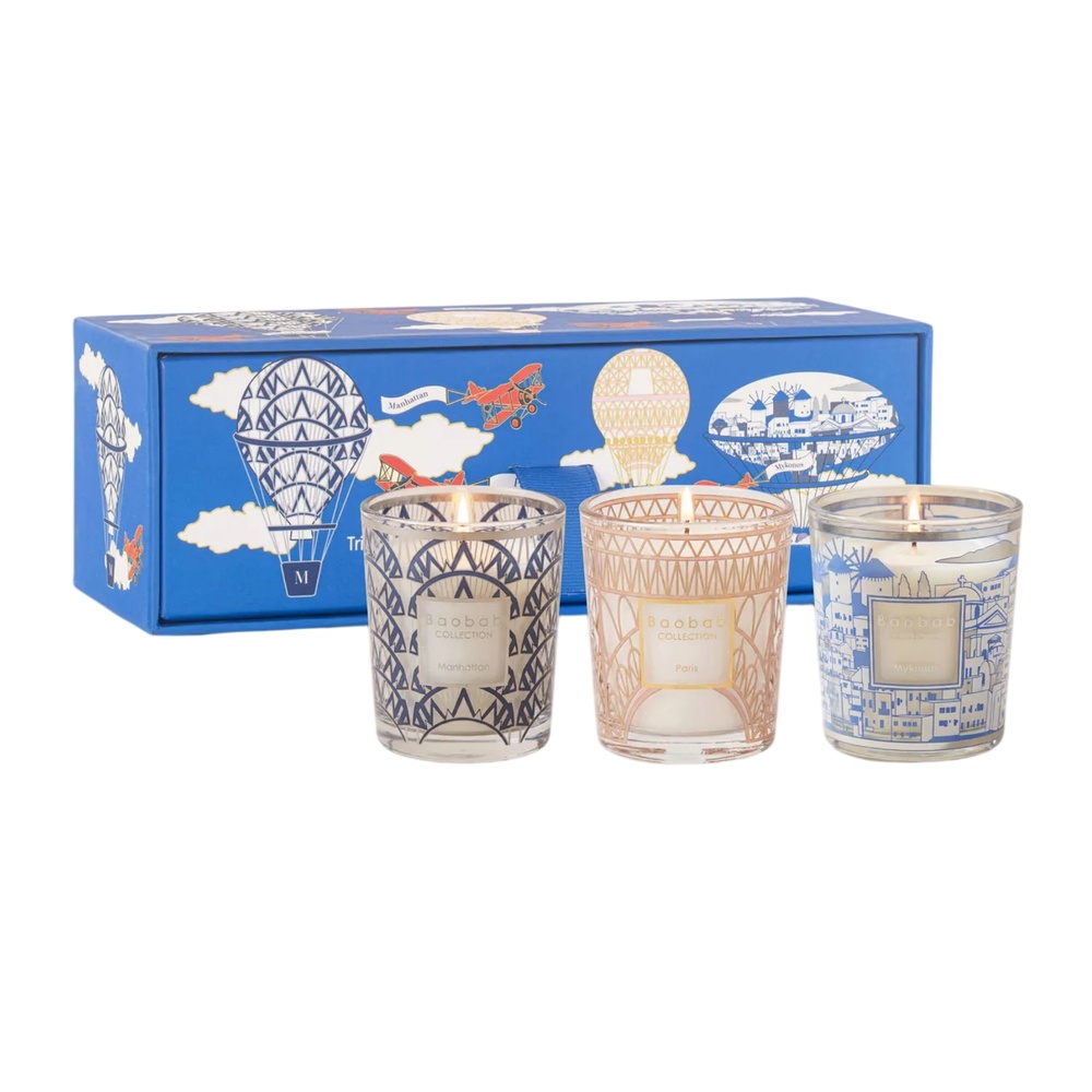 Baobab Collectionсвечи Manhattan-Paris-Mykonos, 3*80г
