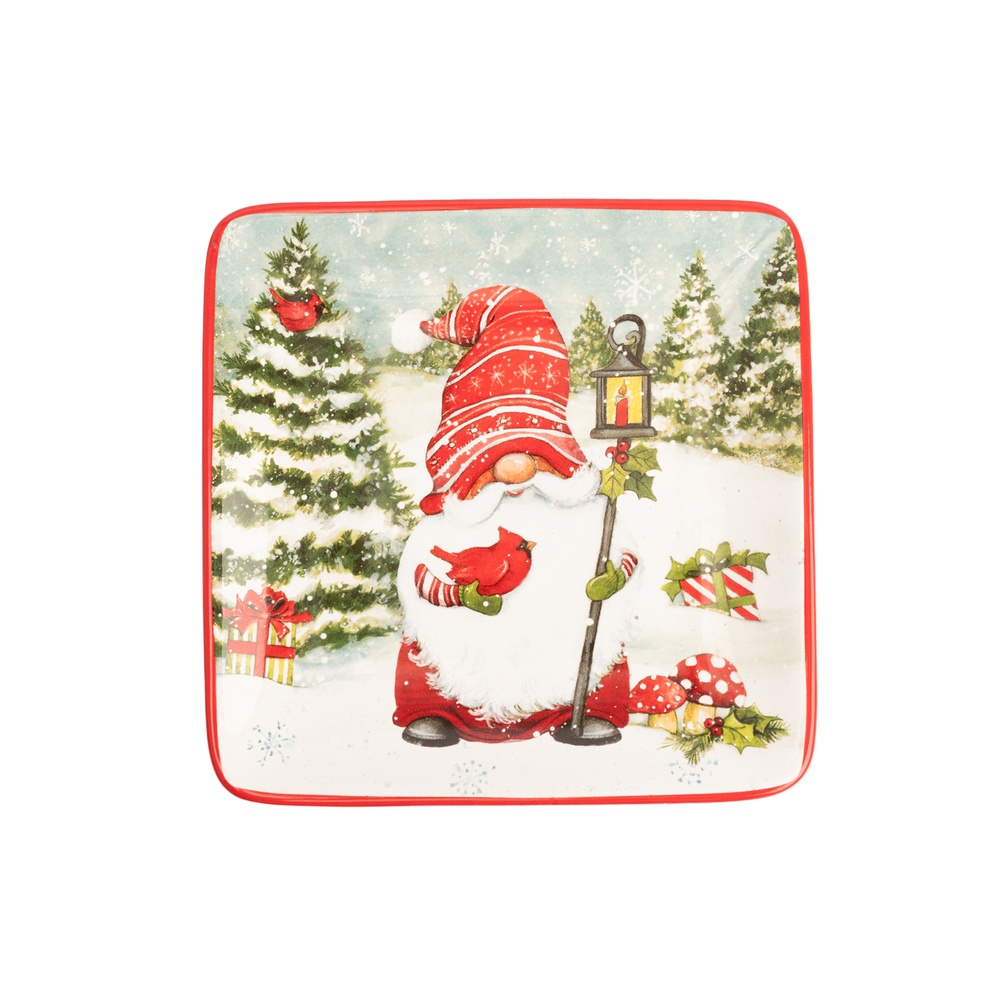 Certified InternationalТарелка пирожковая «Рождественские гномы с фонарем», 15х15 см