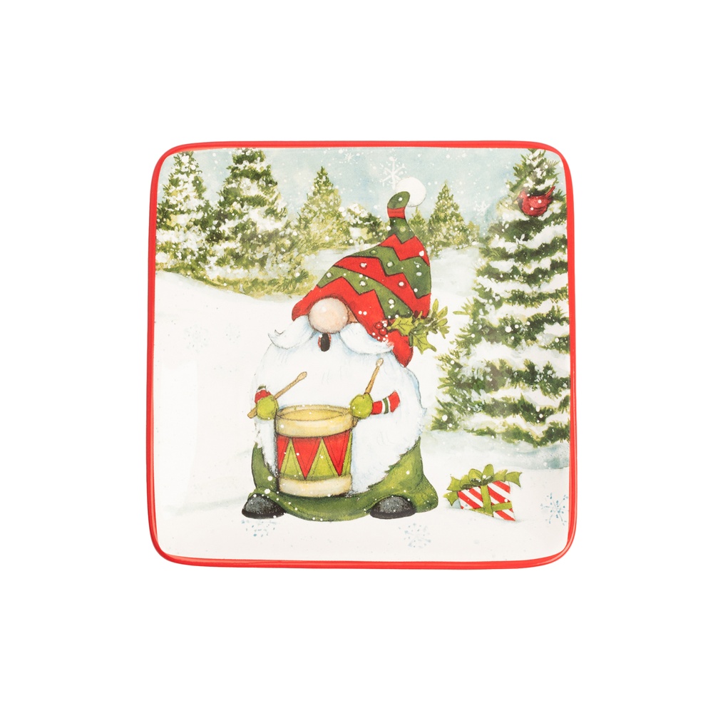 Certified InternationalТарелка пирожковая «Рождественские гномы с барабаном», 15х15 см