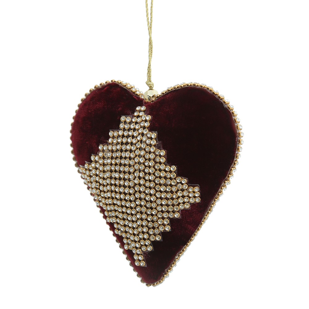 Ёлочная игрушка Heart With Golden Stones Purple 12 cm Хоум Концепт — фото и цены