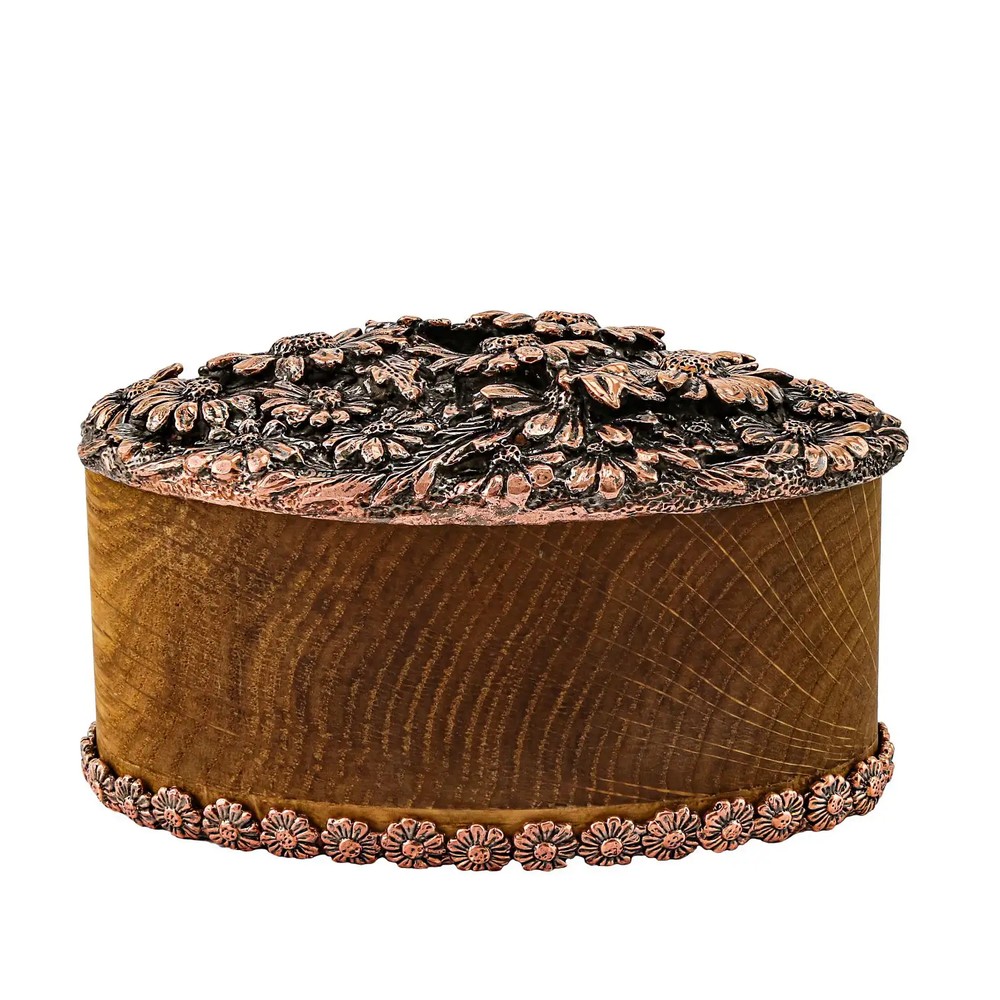 Деревянная шкатулка «Ромашки» с медными элементами Кольчугинский мельхиор — фото и цены