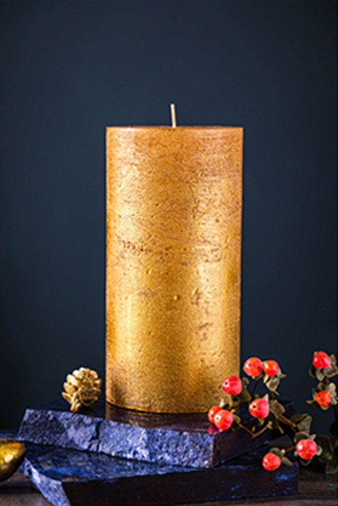 Свеча цилиндр.Luzyoursenses 20 см. золотистый LUZ — фото и цены