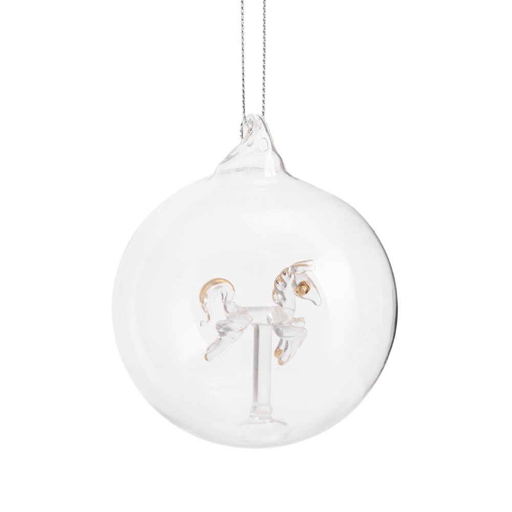 ShishiСтеклянный шар с позолоченной лошадью внутри, 8 см