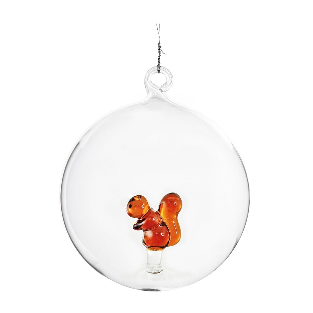 ShishiСтеклянный шар с коричневой белкой внутри, 10 см