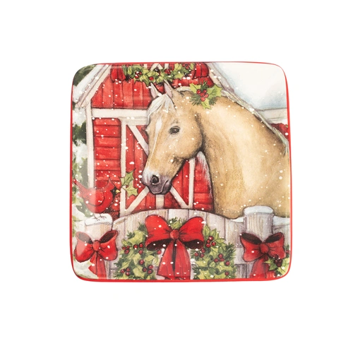 Купить Тарелка пирожковая «Рождество в усадьбе. Лошадь каурая» 15х15 см от Certified International