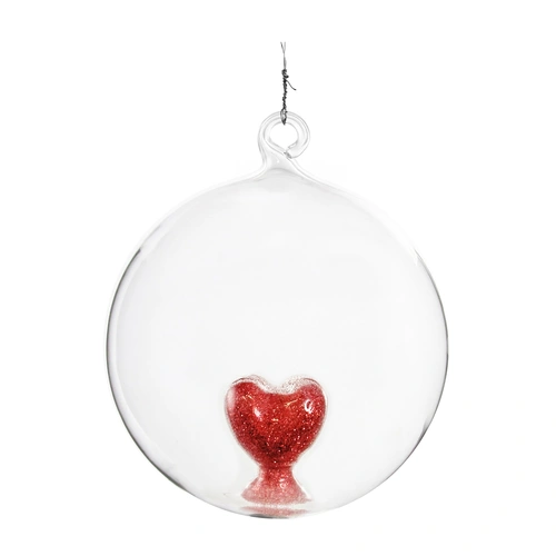Купить Стеклянный шар с красным блестящим сердцем внутри, 10 см от Shishi